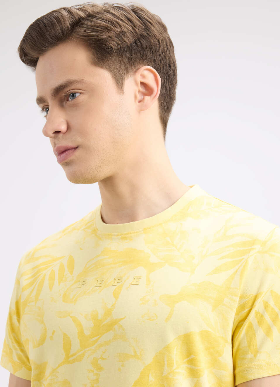 Men Yellow Graphic Print Short Sleeve T-shirt, , large image number 4