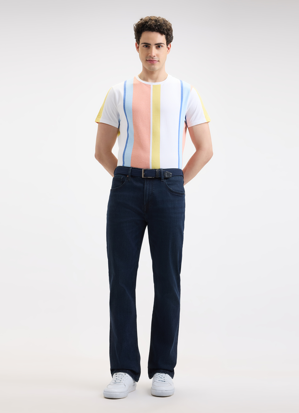 Men Multi Stripe Color Block Short Sleeve T-shirt, , large image number 5