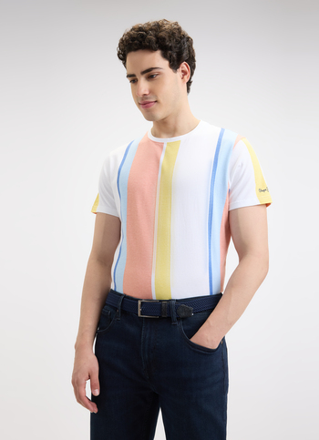 Men Multi Stripe Color Block Short Sleeve T-shirt