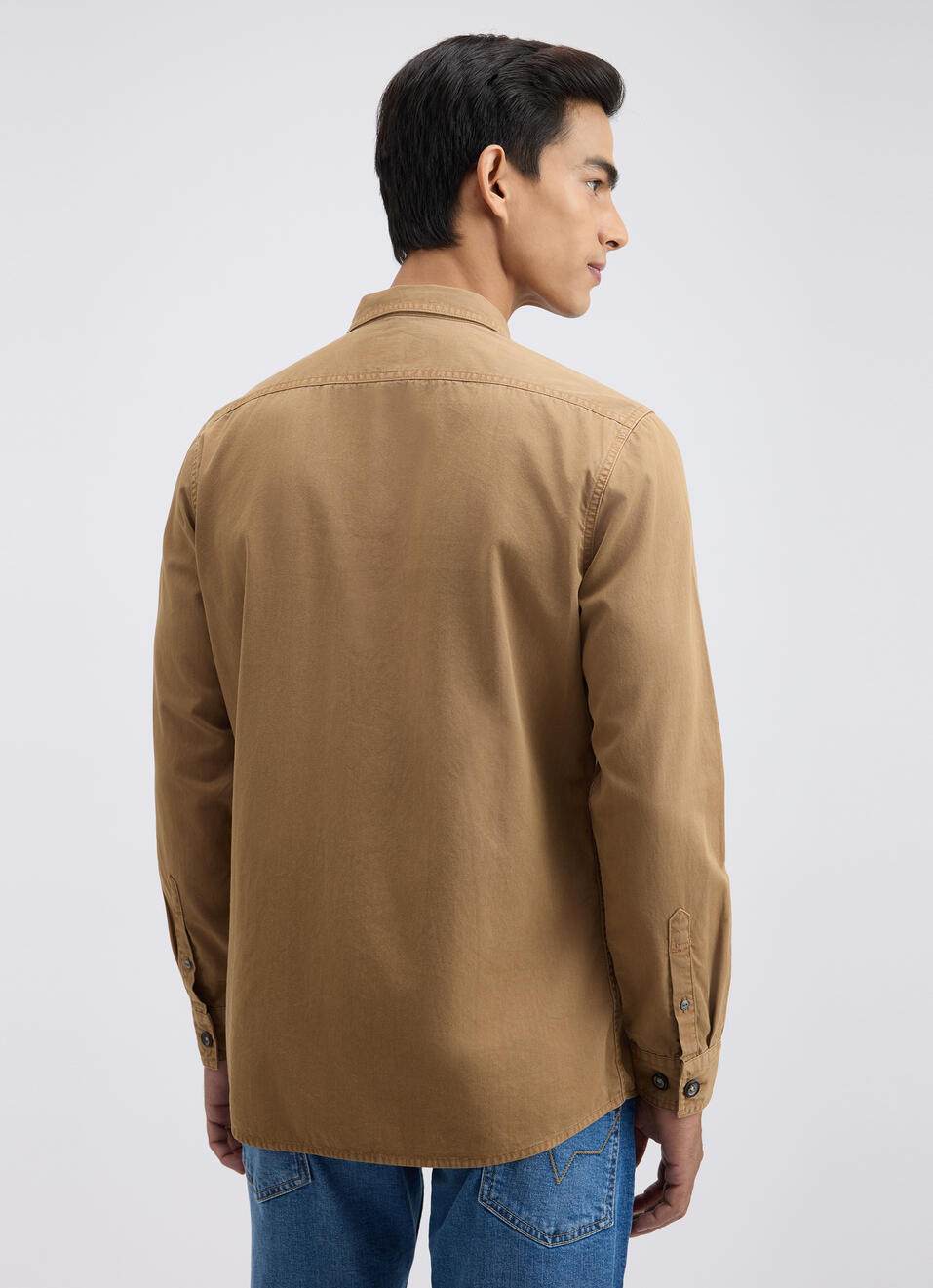 Men Khaki Overdyed Full Sleeve Cargo Shirt, , large image number 2