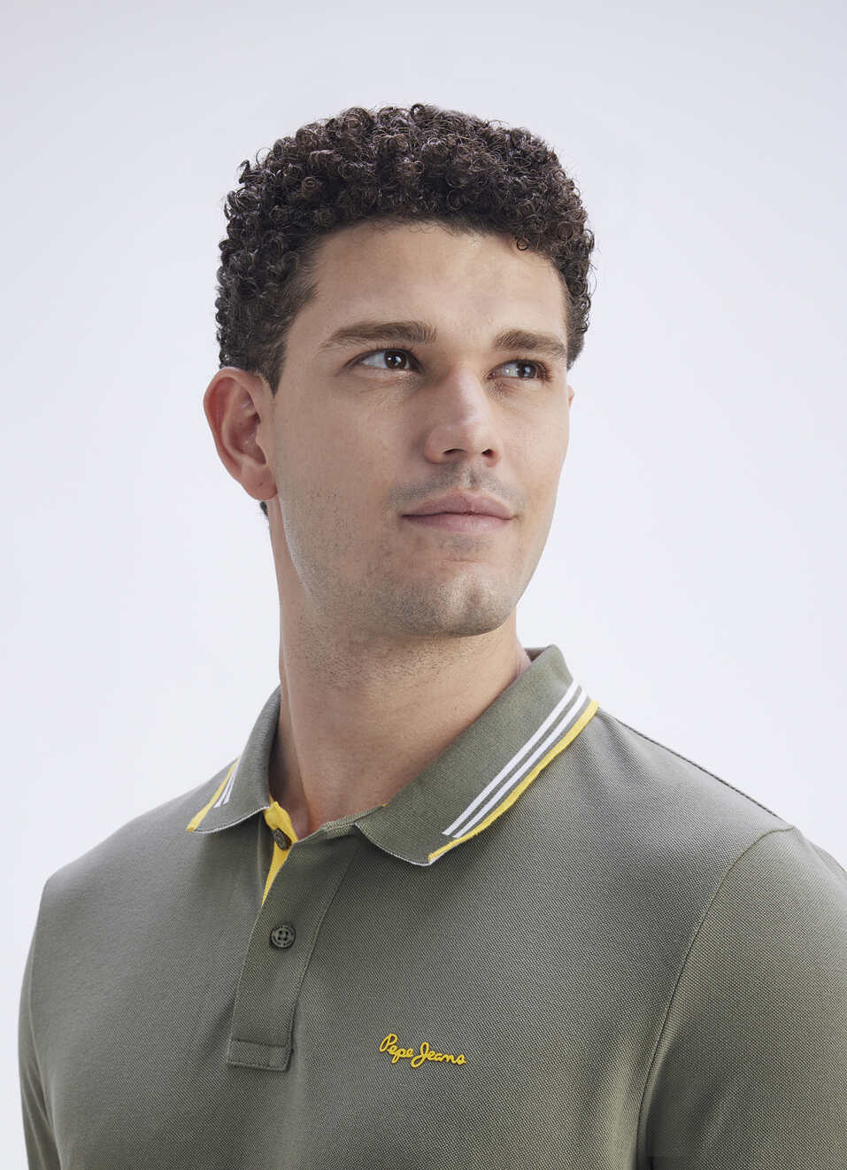 Men Green Ribbed Collar Short Sleeve Polo, , large image number 4