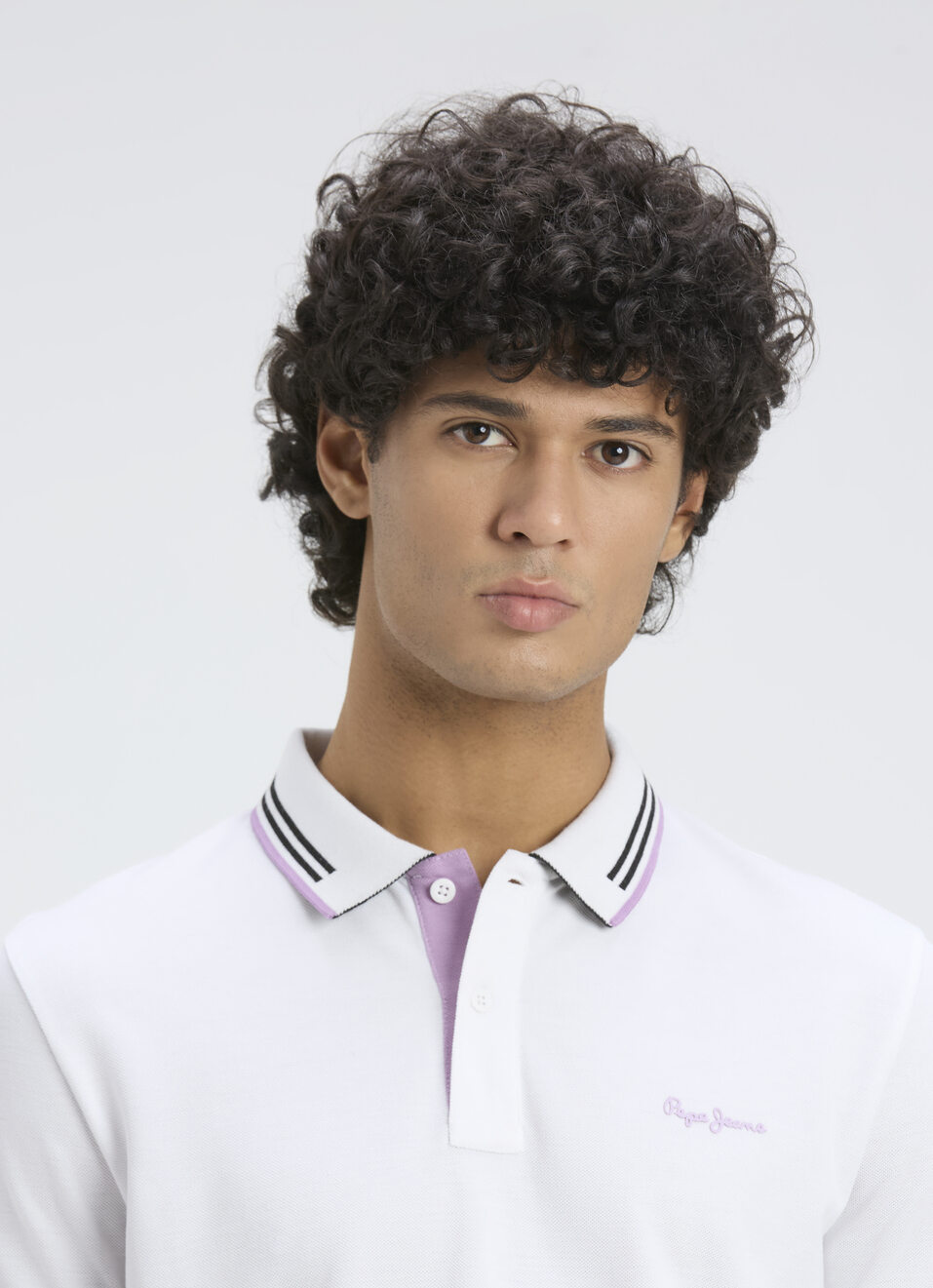 Men White Ribbed Collar Short Sleeve Polo, , large image number 4