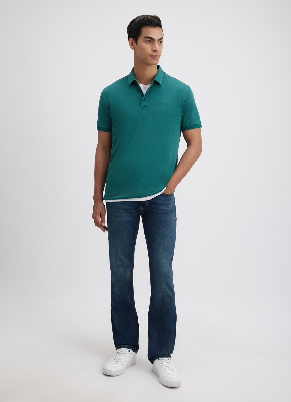 Men Green Short Sleeved Stretch Polo, , large image number 5