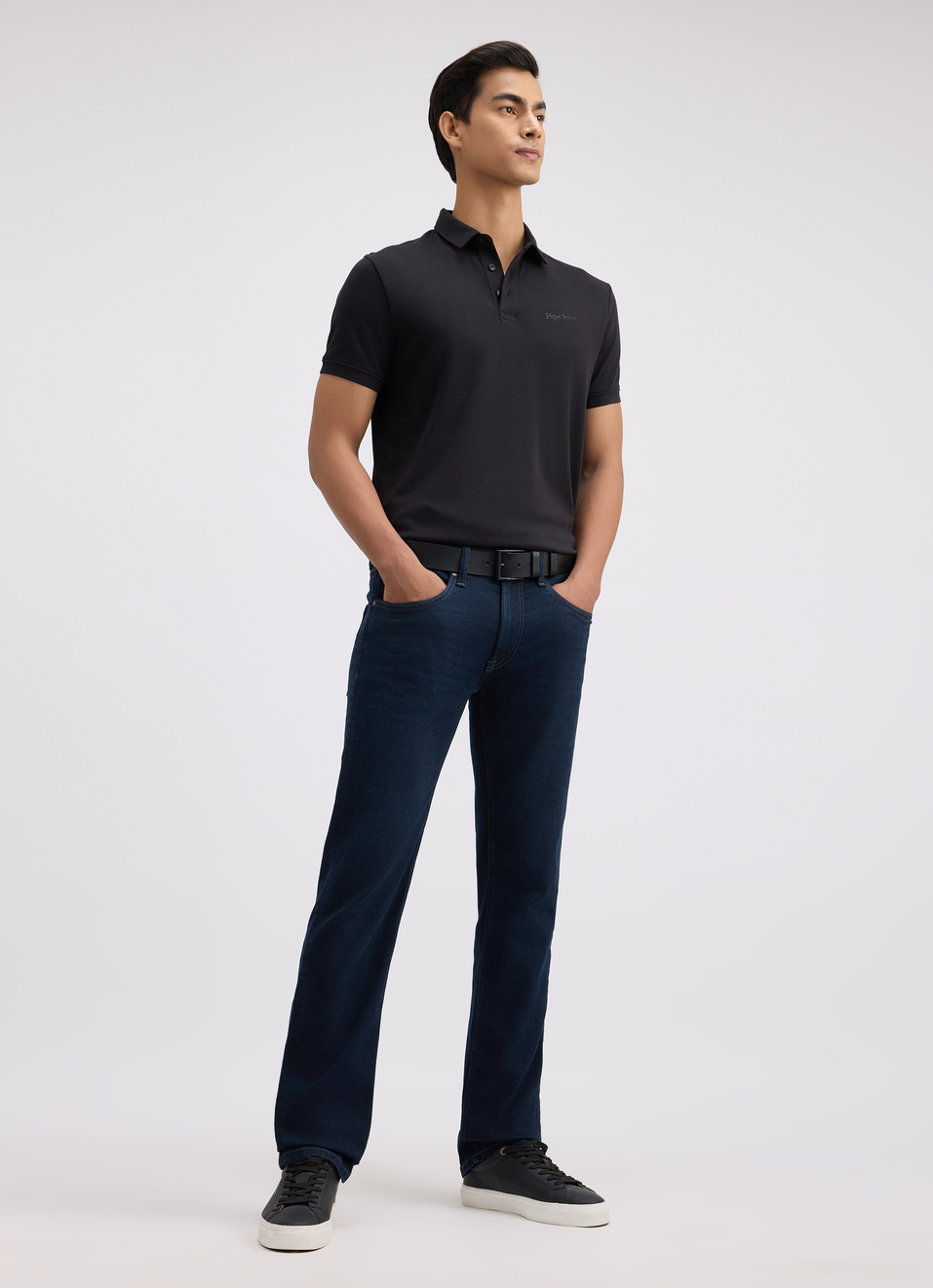 Men Black Short Sleeved Stretch Polo, , large image number 5