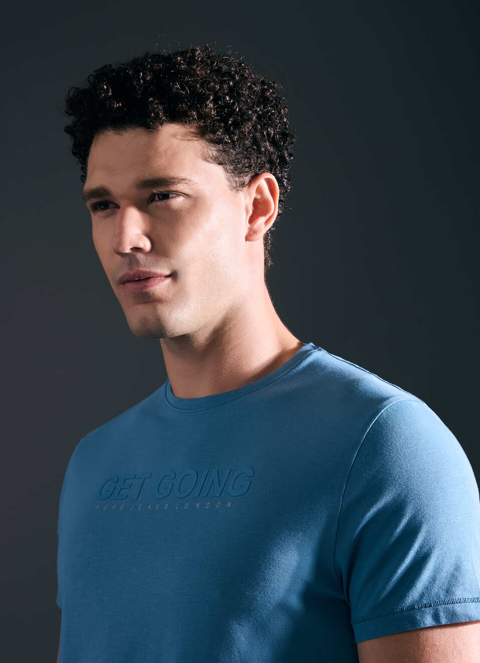 Men Blue Short Sleeve Stretch T-shirt, , large image number 4