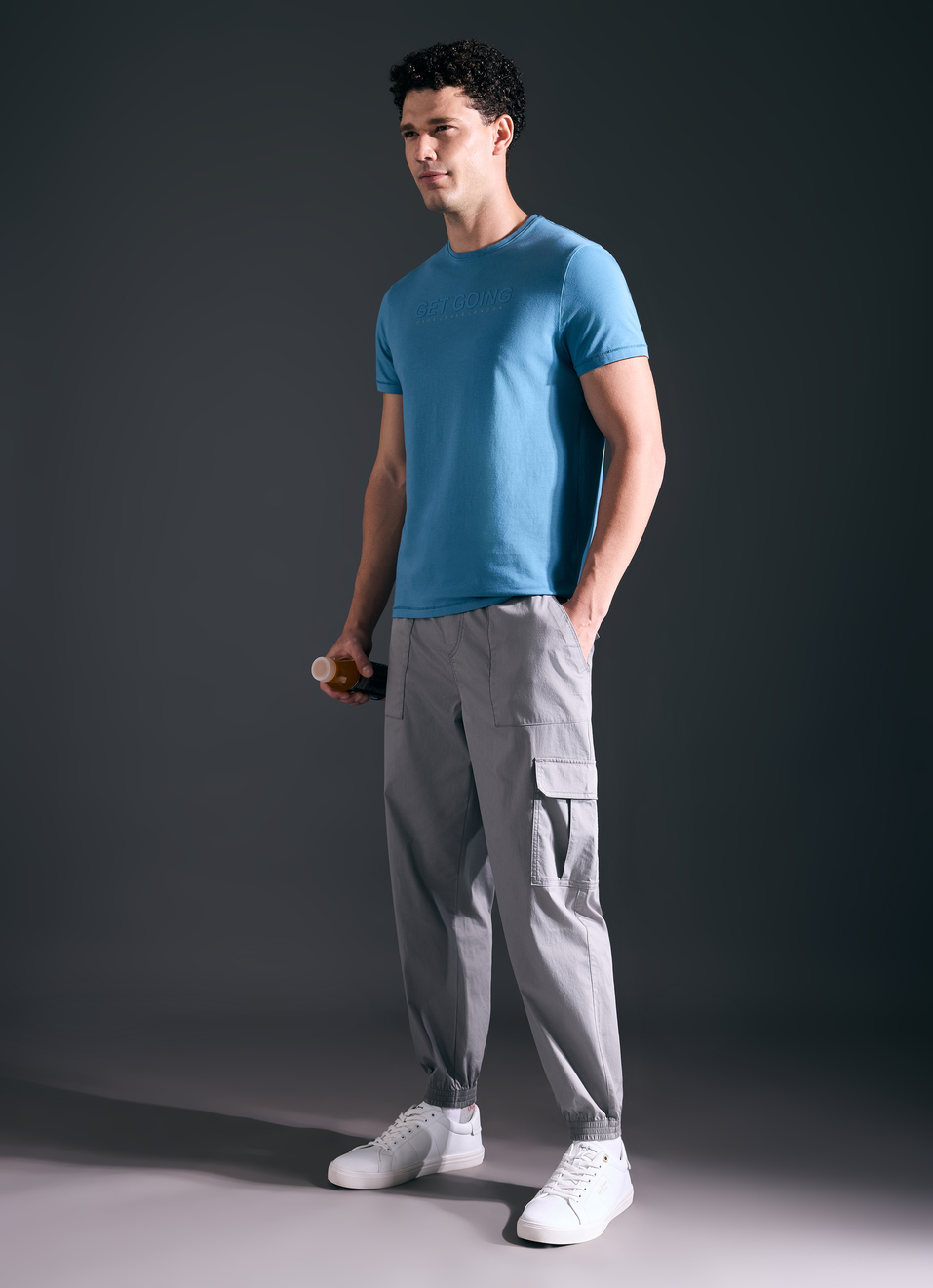 Men Blue Short Sleeve Stretch T-shirt, , large image number 5