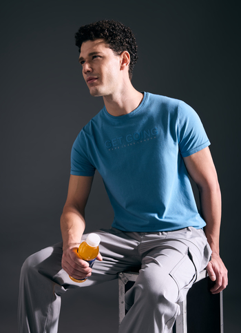 Men Blue Short Sleeve Stretch T-shirt