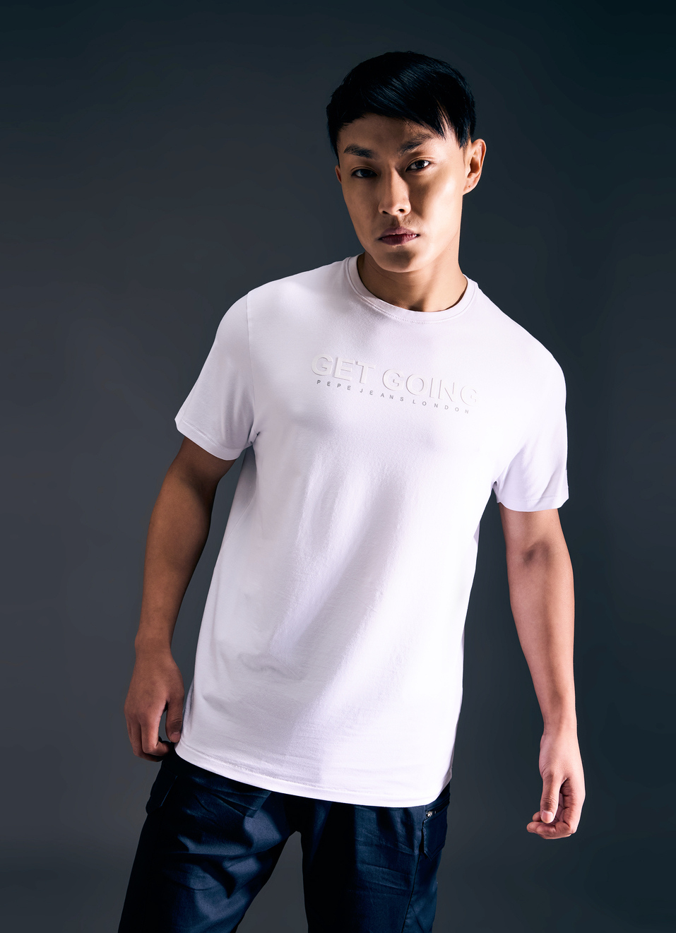 Men White Short Sleeve Stretch T-shirt, , large image number 1