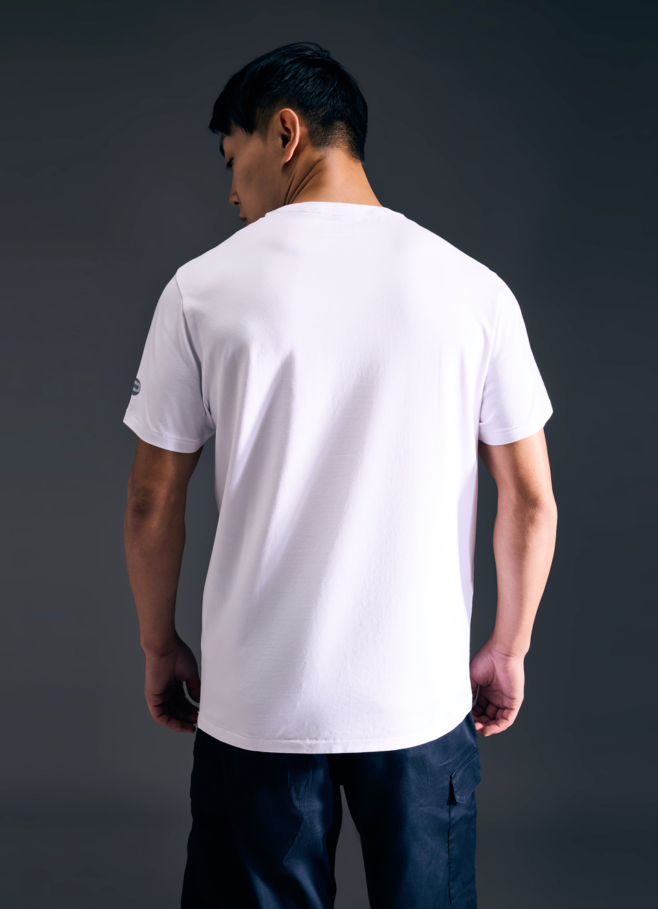 Men White Short Sleeve Stretch T-shirt, , large image number 2