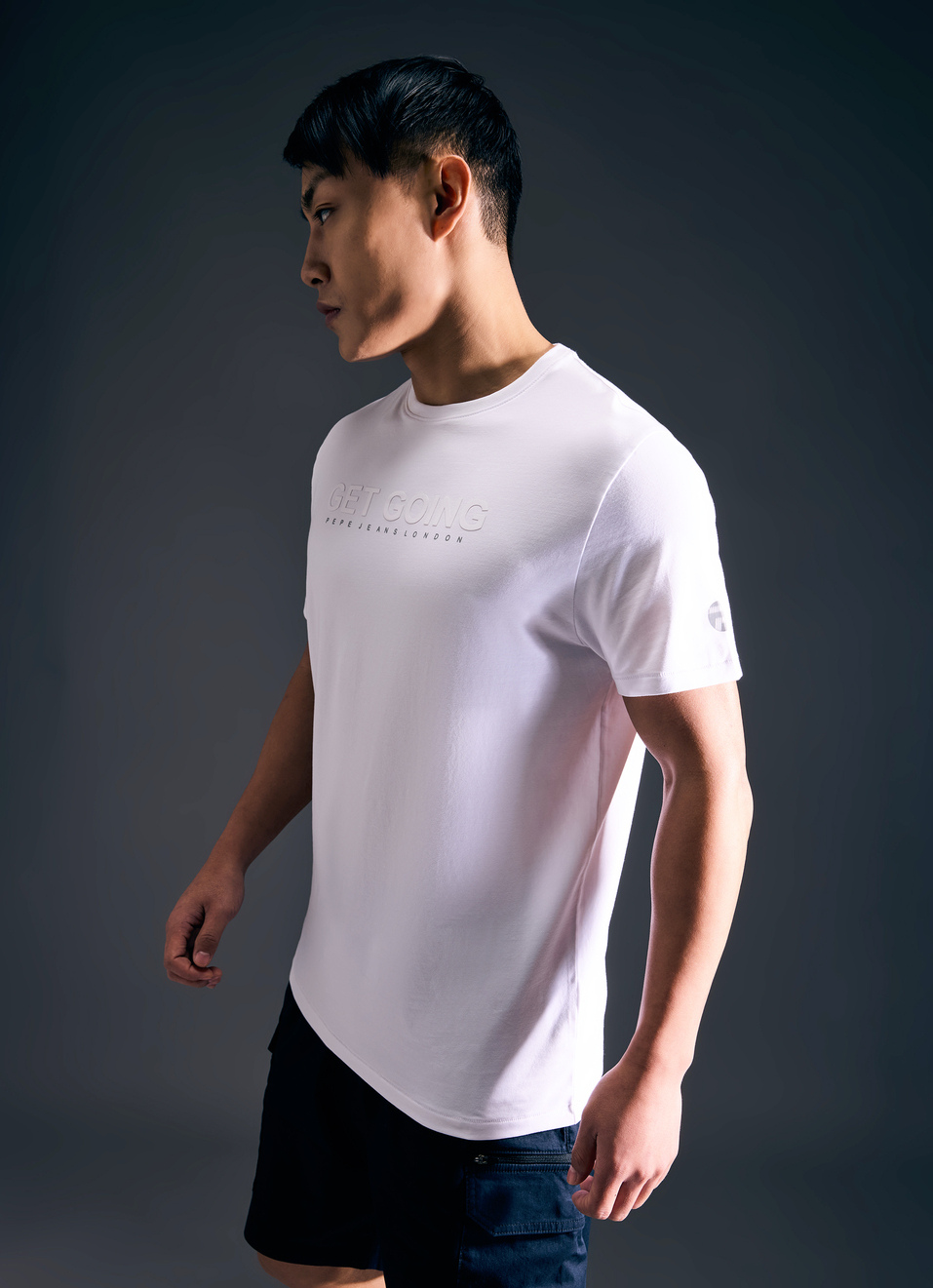 Men White Short Sleeve Stretch T-shirt, , large image number 3