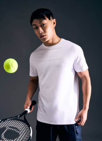 Men White Short Sleeve Stretch T-shirt