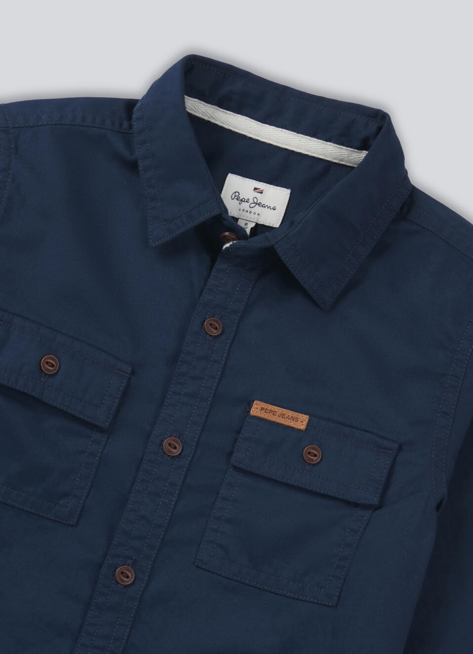 Boys Blue Double Pocket Full Sleeve Overdyed Shirt, , large image number 2