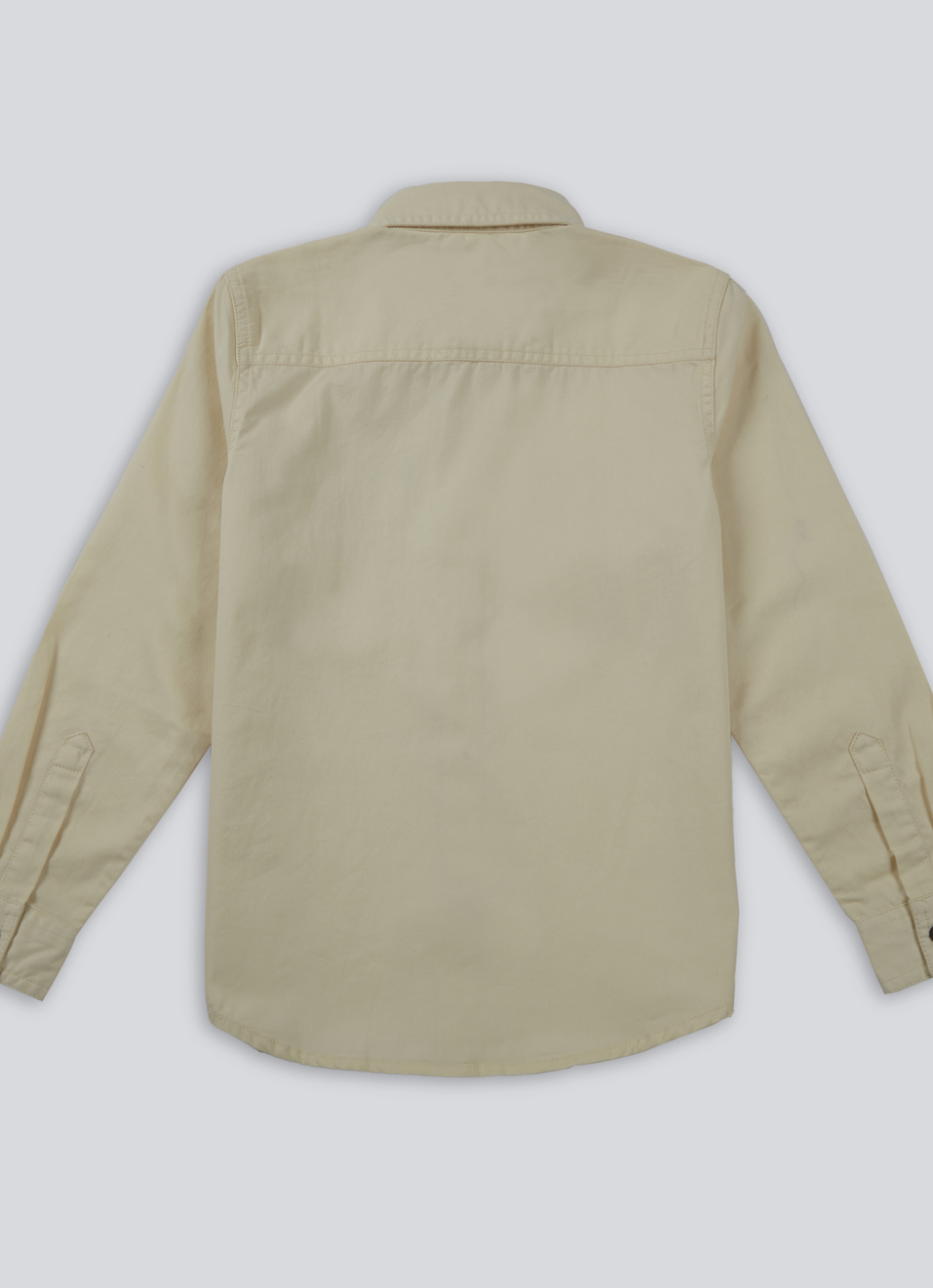 Boys Off White Double Pocket Full Sleeve Overdyed Shirt, , large image number 1
