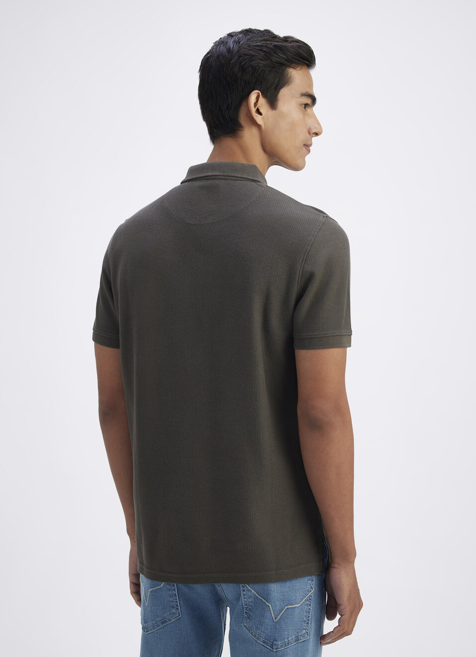 Men White Short Sleeve Zipper Polo, , large image number 2
