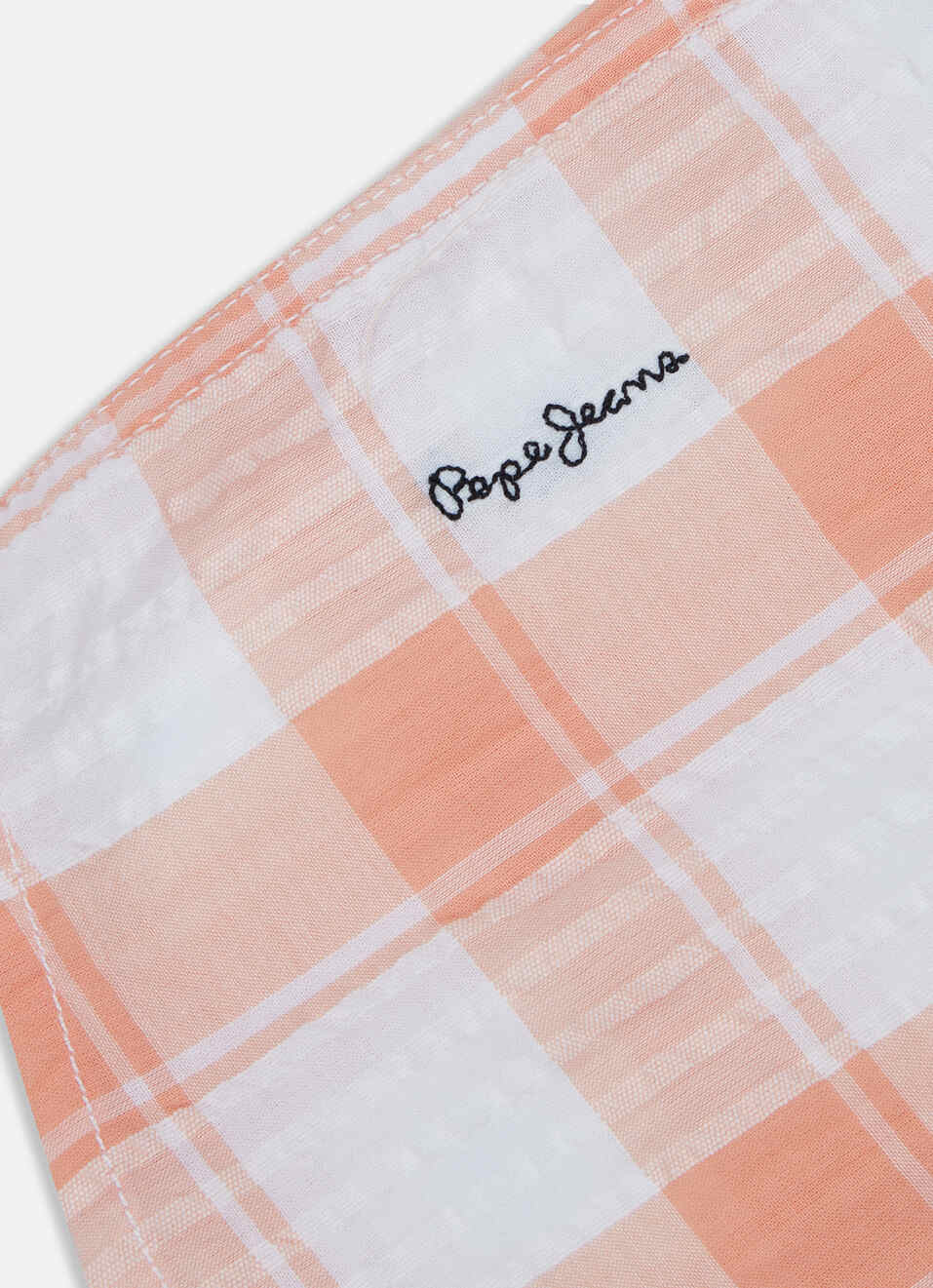 Boys Peach Check Short Sleeve Shirt, , large image number 3