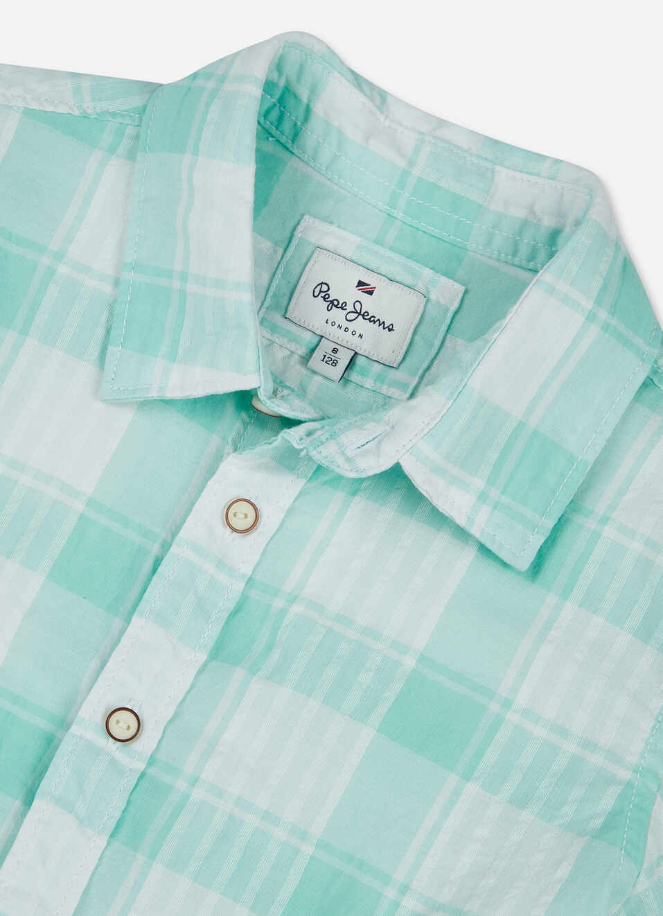 Boys Blue Check Short Sleeve Shirt, , large image number 2