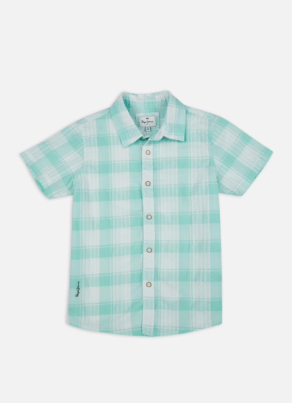 Boys Blue Check Short Sleeve Shirt, , large image number 0