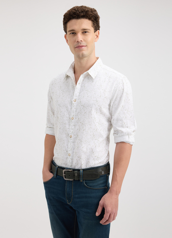 Men White Printed Full Sleeve Shirt