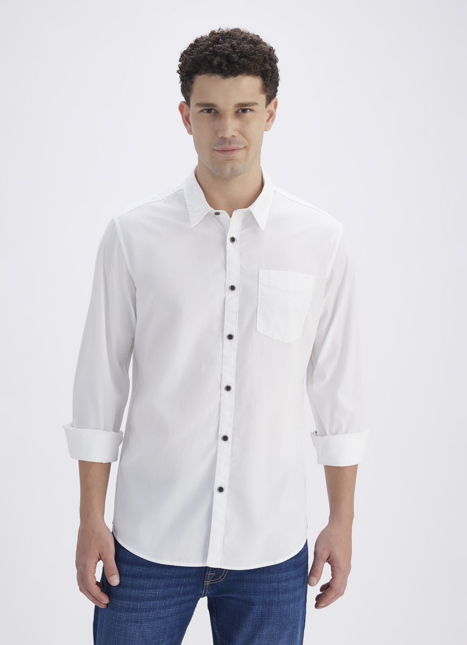 Men White Full Sleeve Shirt, , large image number 1