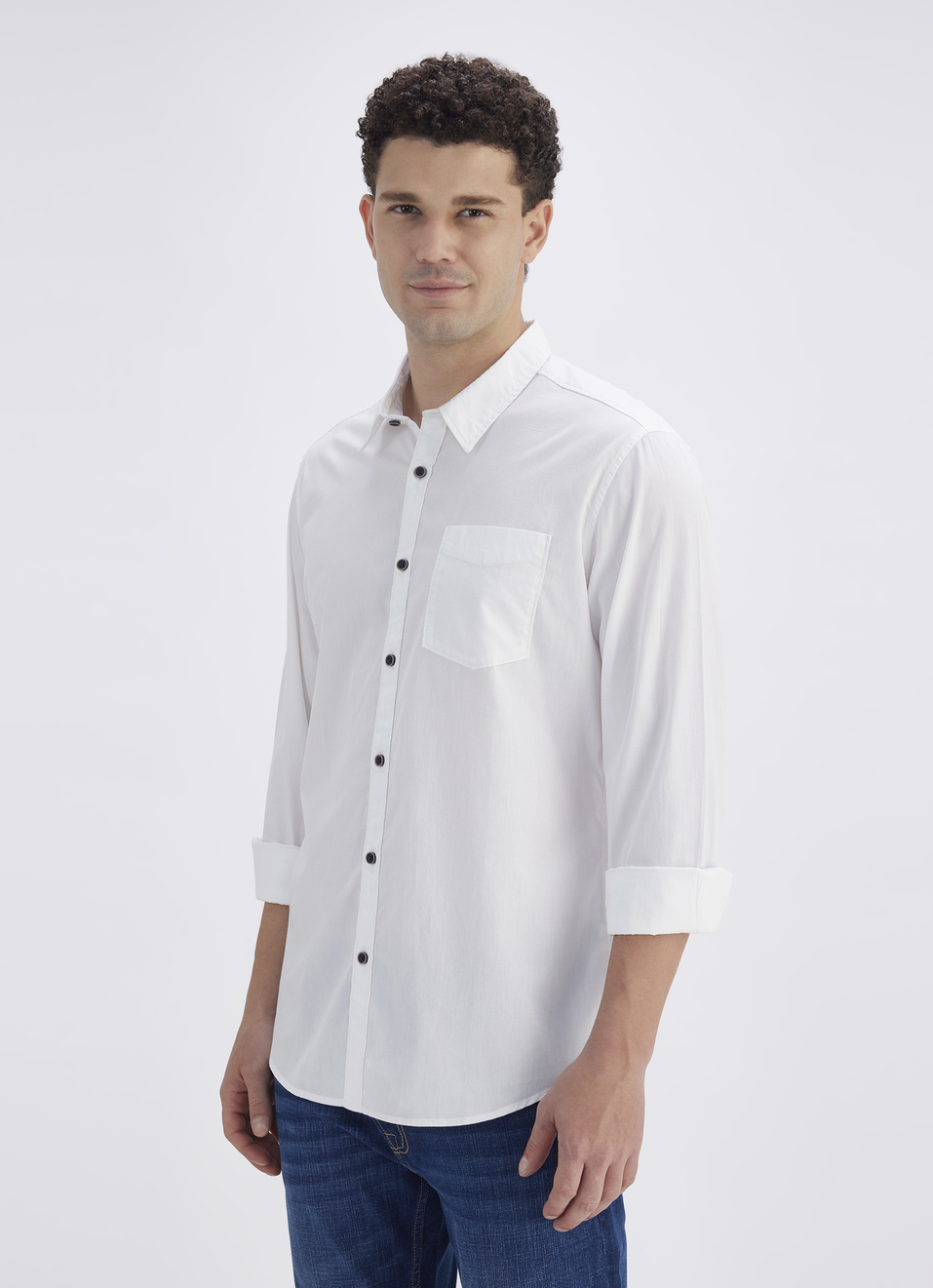 Men White Full Sleeve Shirt, , large image number 3
