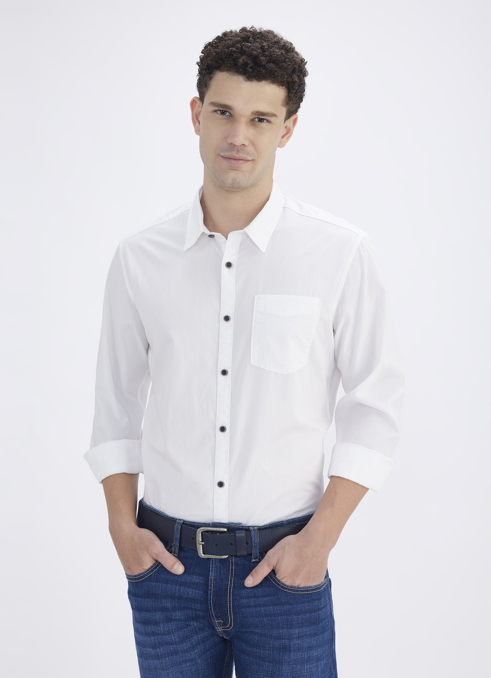 Men White Full Sleeve Shirt, , large image number 0