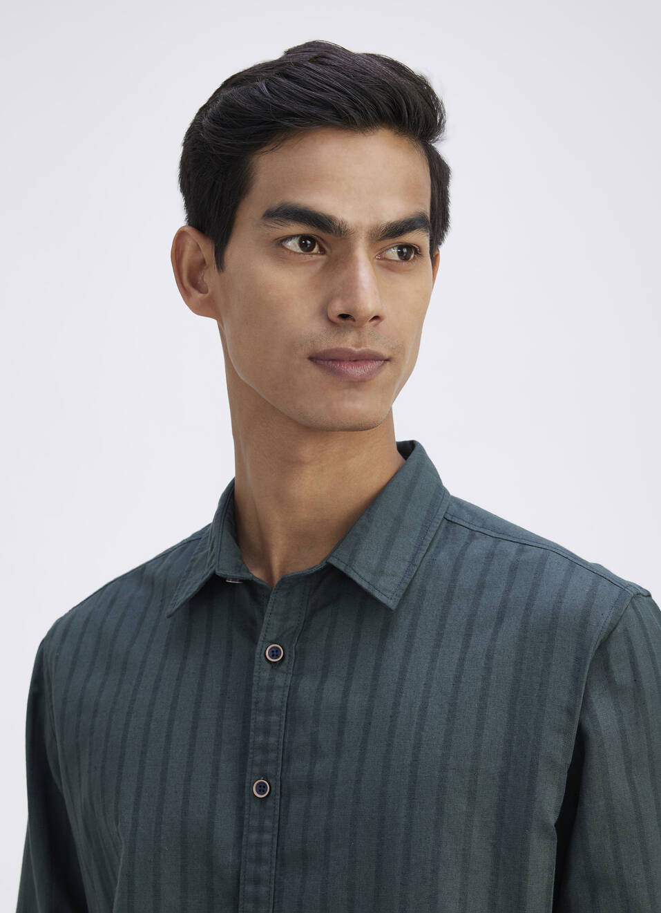 Men Green Stripe Full Sleeve Shirt, , large image number 4