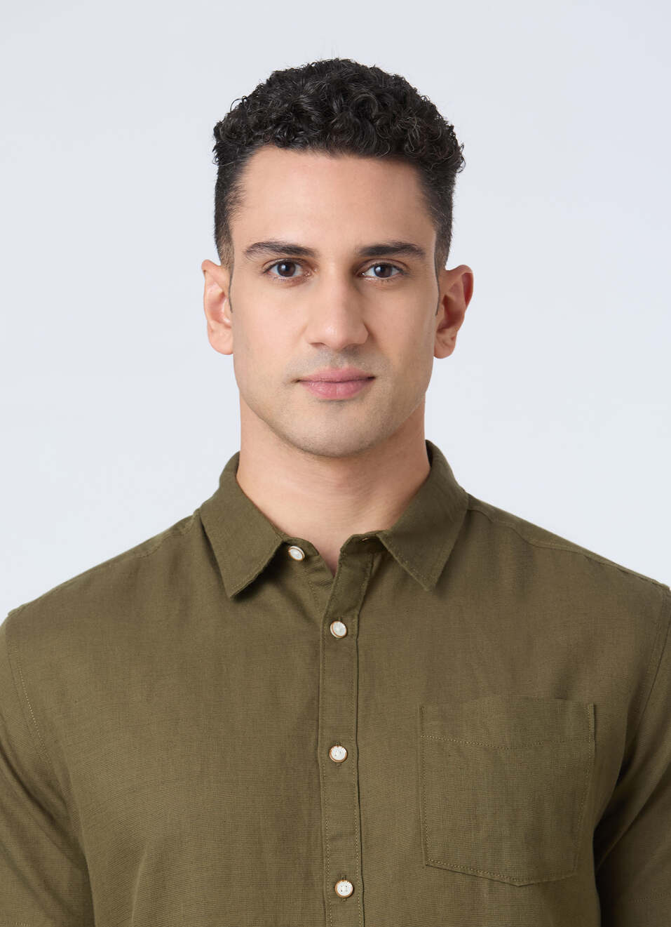 Men Green Patch Pocket Short Sleeve Shirt, , large image number 4