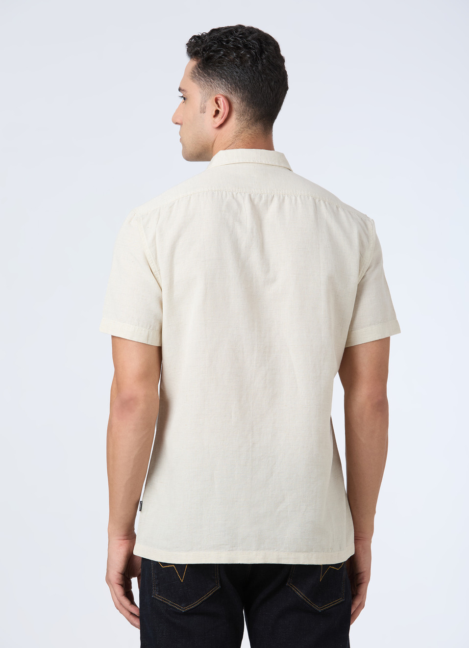 Men Beige Patch Pocket Short Sleeve Shirt, , large image number 2