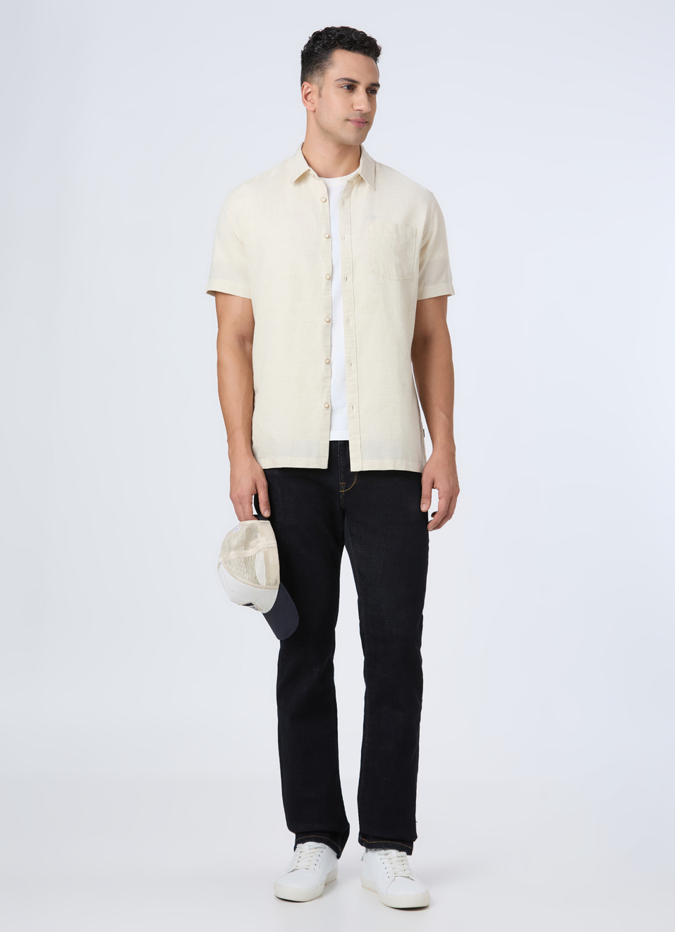 Men Beige Patch Pocket Short Sleeve Shirt, , large image number 5