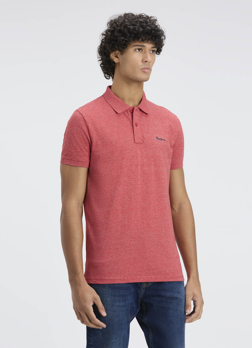 Men Red Ribbed Collar Short Sleeve Polo, , large image number 3