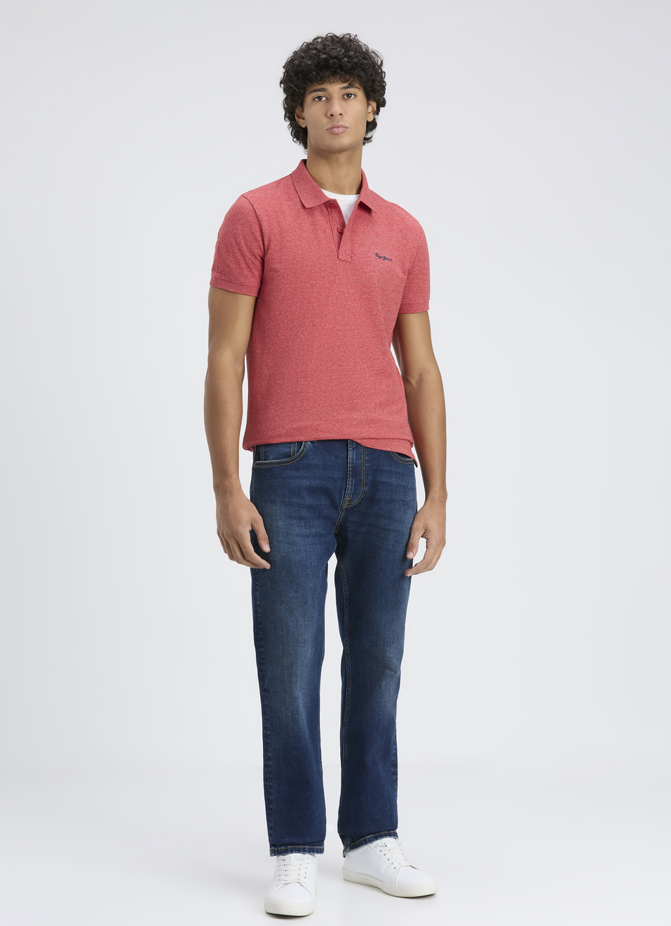 Men Red Ribbed Collar Short Sleeve Polo, , large image number 5