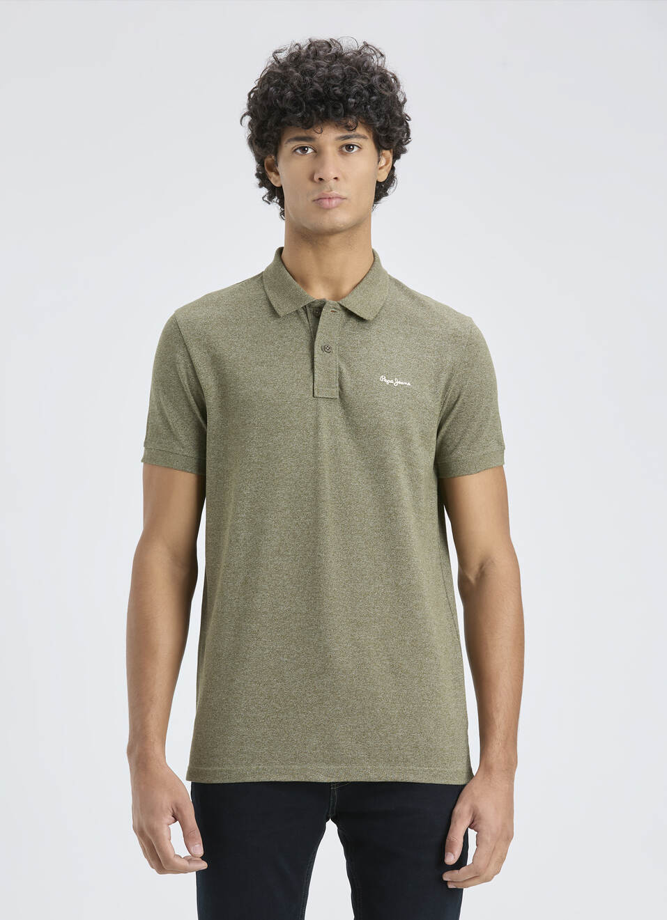 Men Green Ribbed Collar Short Sleeve Polo, , large image number 1
