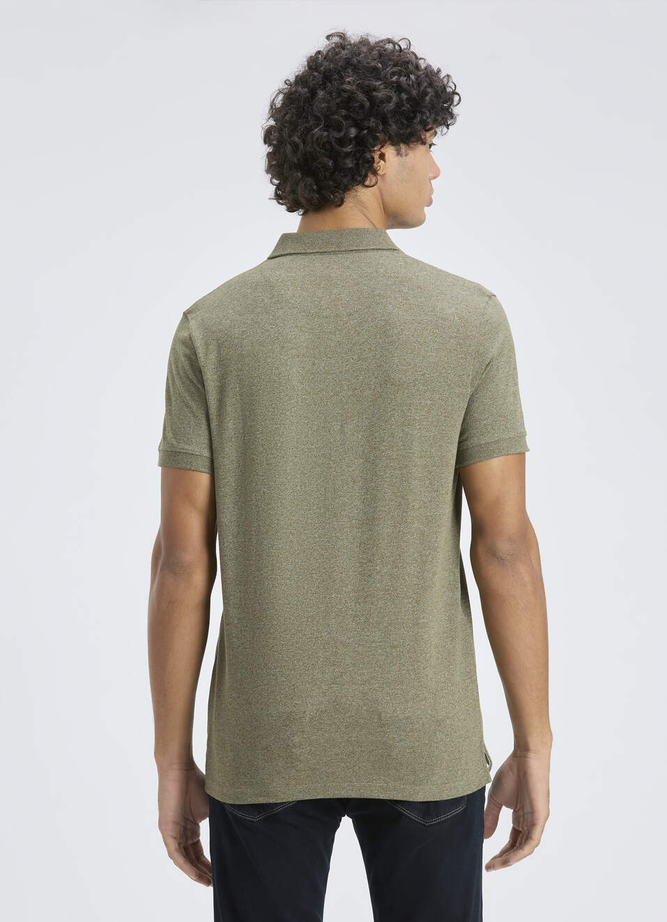 Men Green Ribbed Collar Short Sleeve Polo, , large image number 2