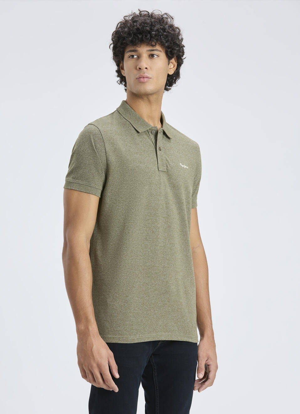 Men Green Ribbed Collar Short Sleeve Polo, , large image number 3