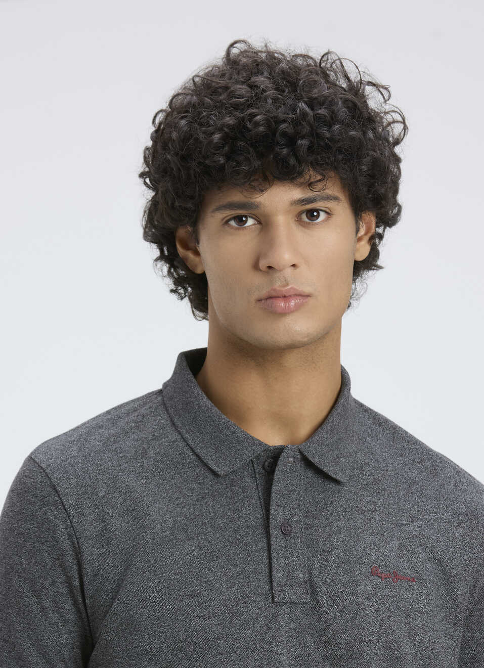 Men Grey Ribbed Collar Short Sleeve Polo, , large image number 4