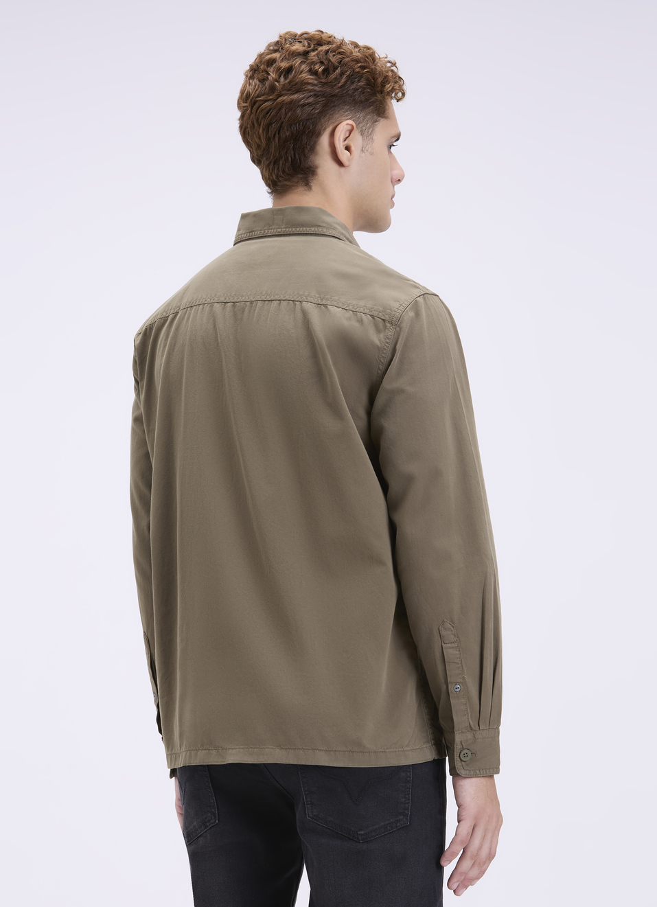 Men Oversized Olive Utility Shirt With Big Flap Pockets, , large image number 2