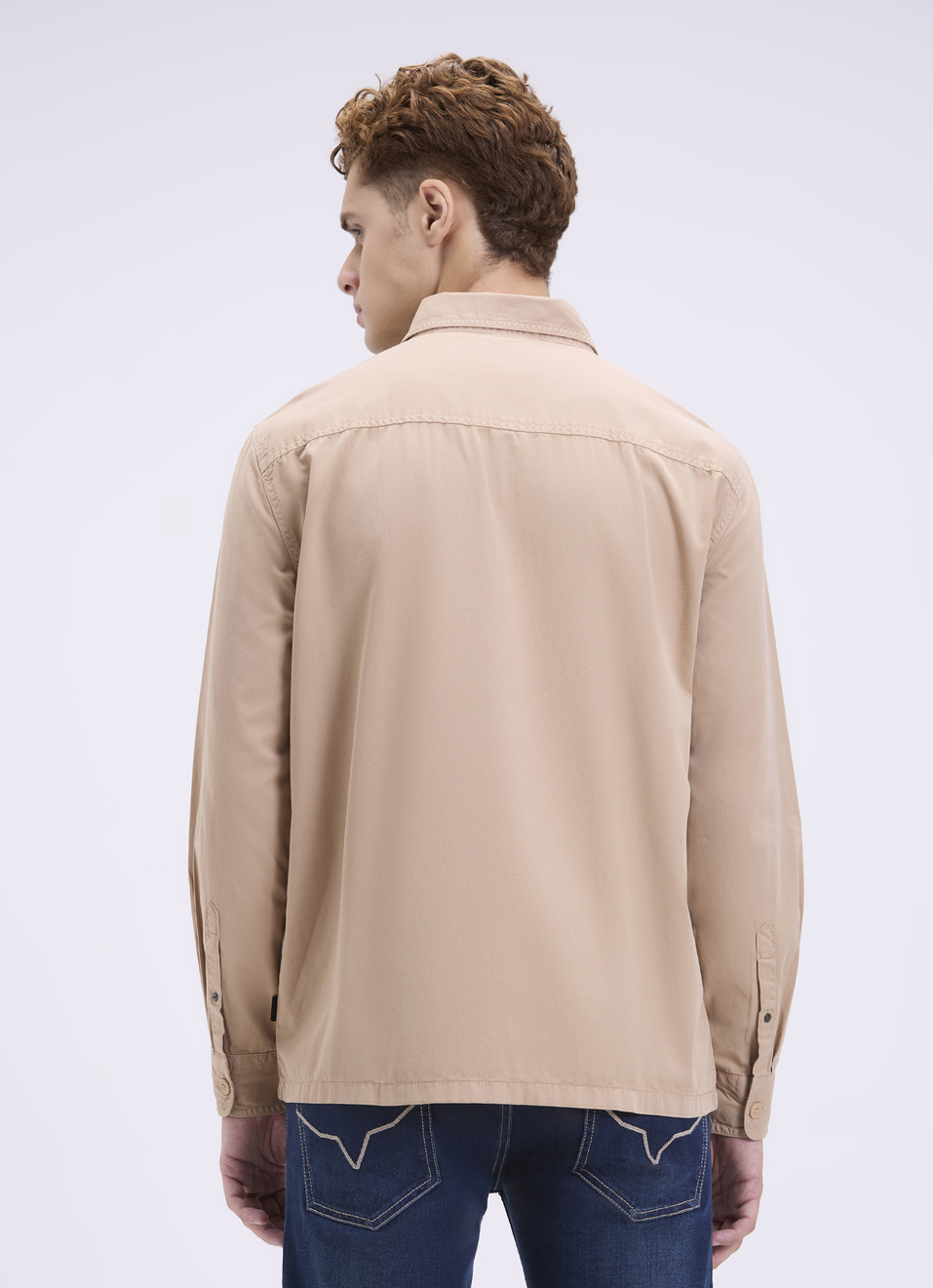 Men Oversized Khaki Utility Shirt With Big Flap Pockets, , large image number 2