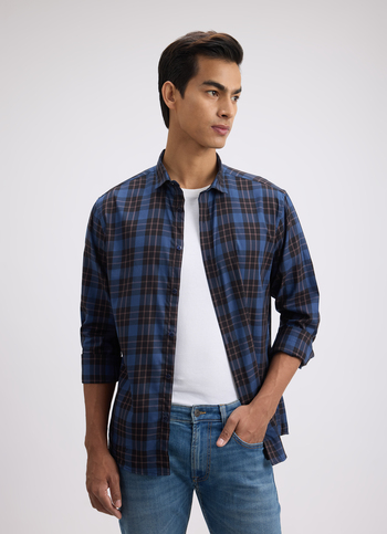 Men Teal Stripe Full Sleeve Shirt