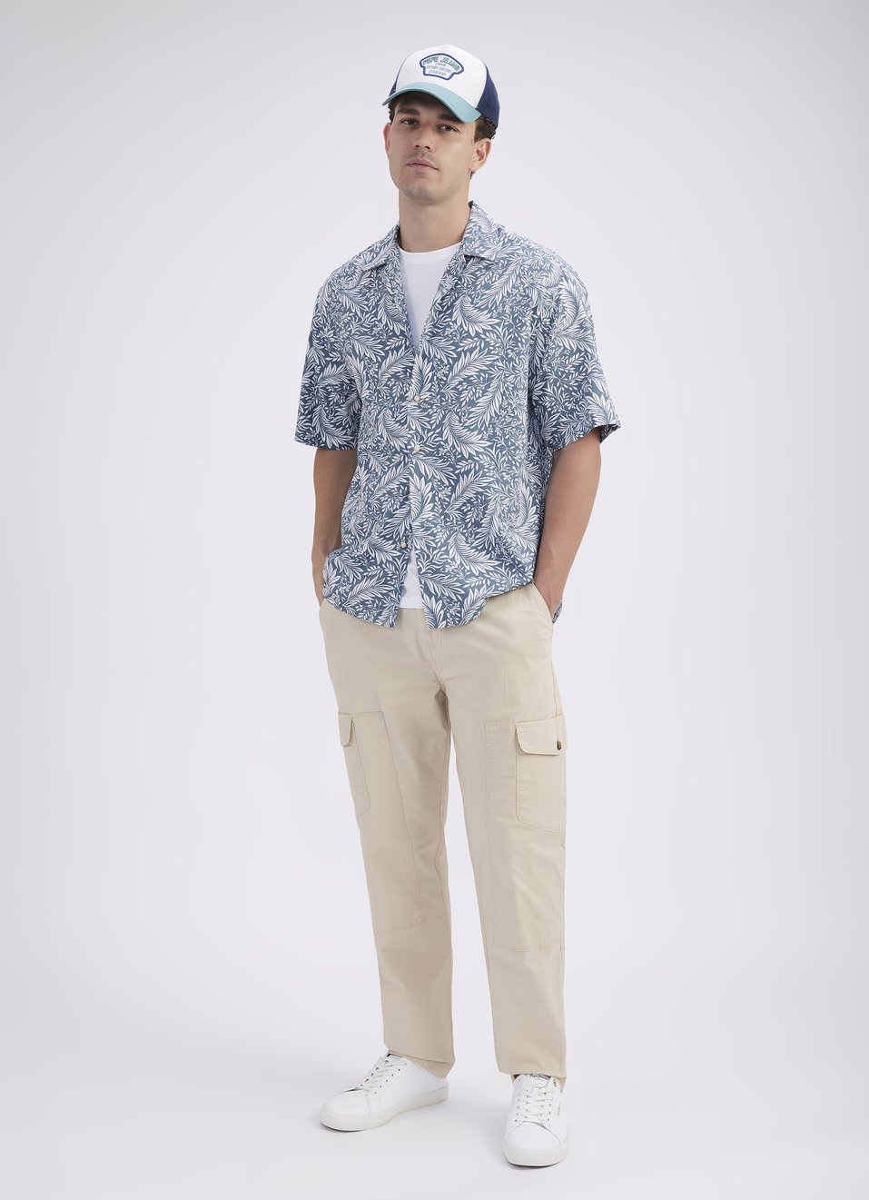 Men Grey Resort Collar Short Sleeve Shirt, , large image number 5
