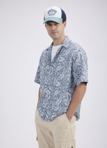 Men Grey Resort Collar Short Sleeve Shirt