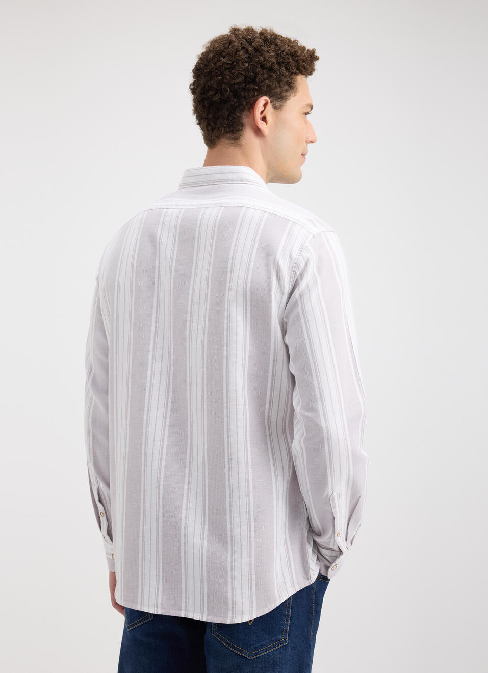 Men Grey Stripe Full Sleeve Shirt, , large image number 2