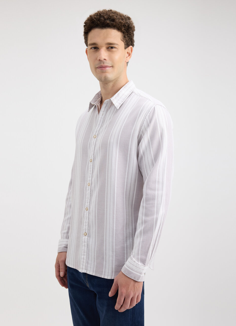 Men Grey Stripe Full Sleeve Shirt, , large image number 3