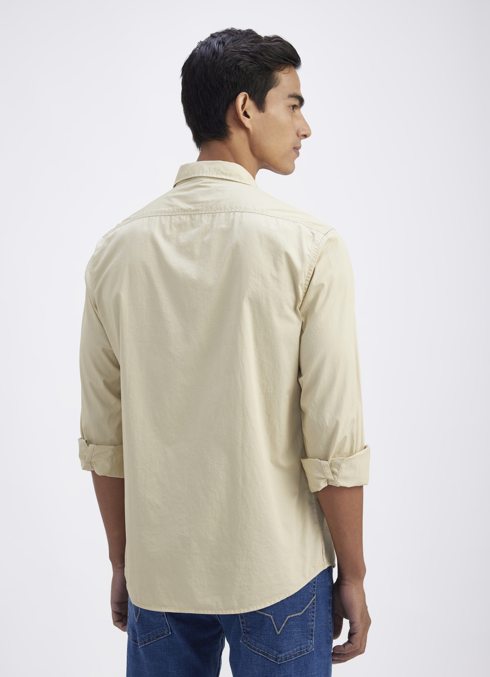 Men Beige Single Pocket Full Sleeve Shirt, , large image number 2
