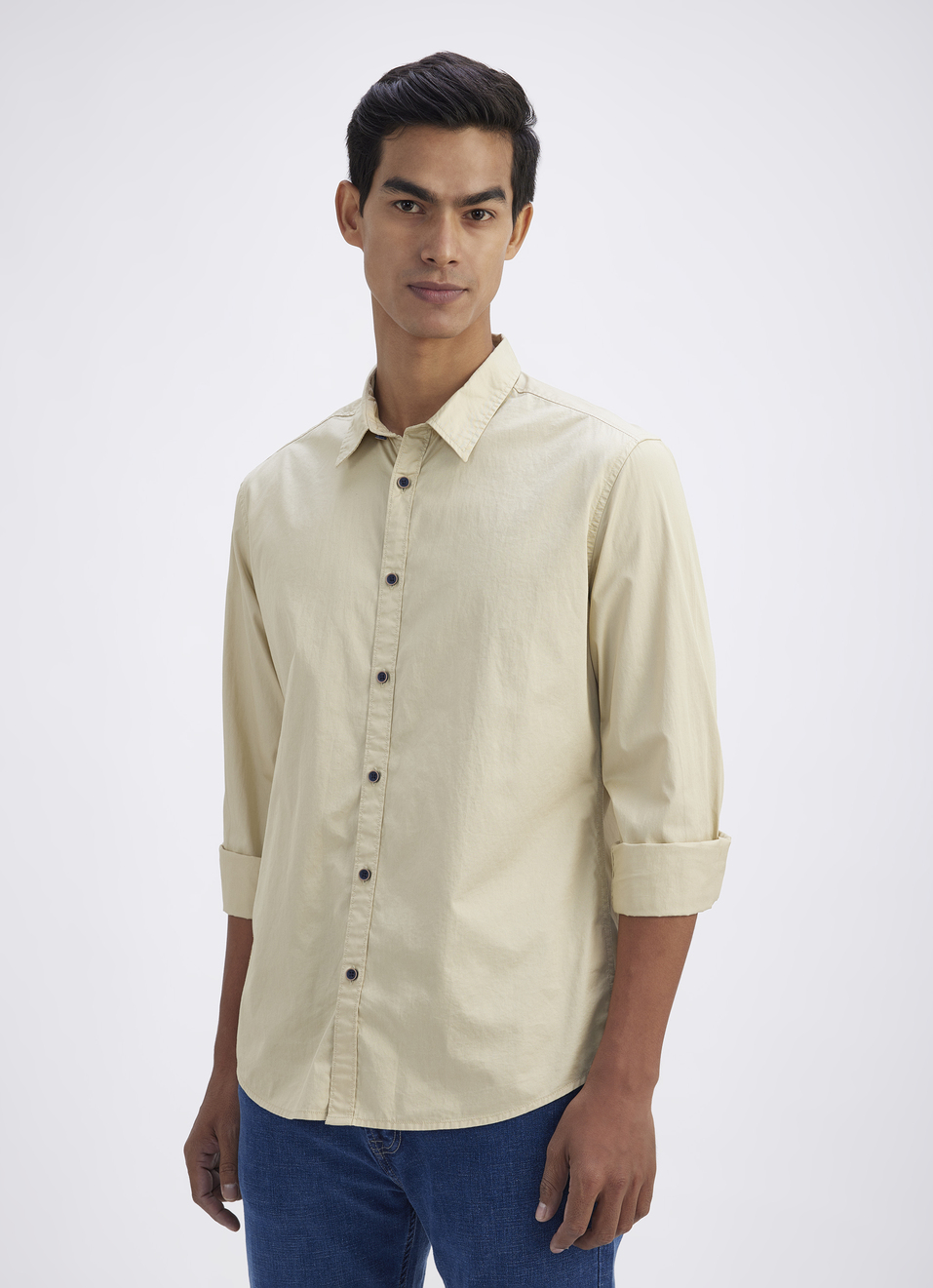 Men Beige Single Pocket Full Sleeve Shirt, , large image number 3