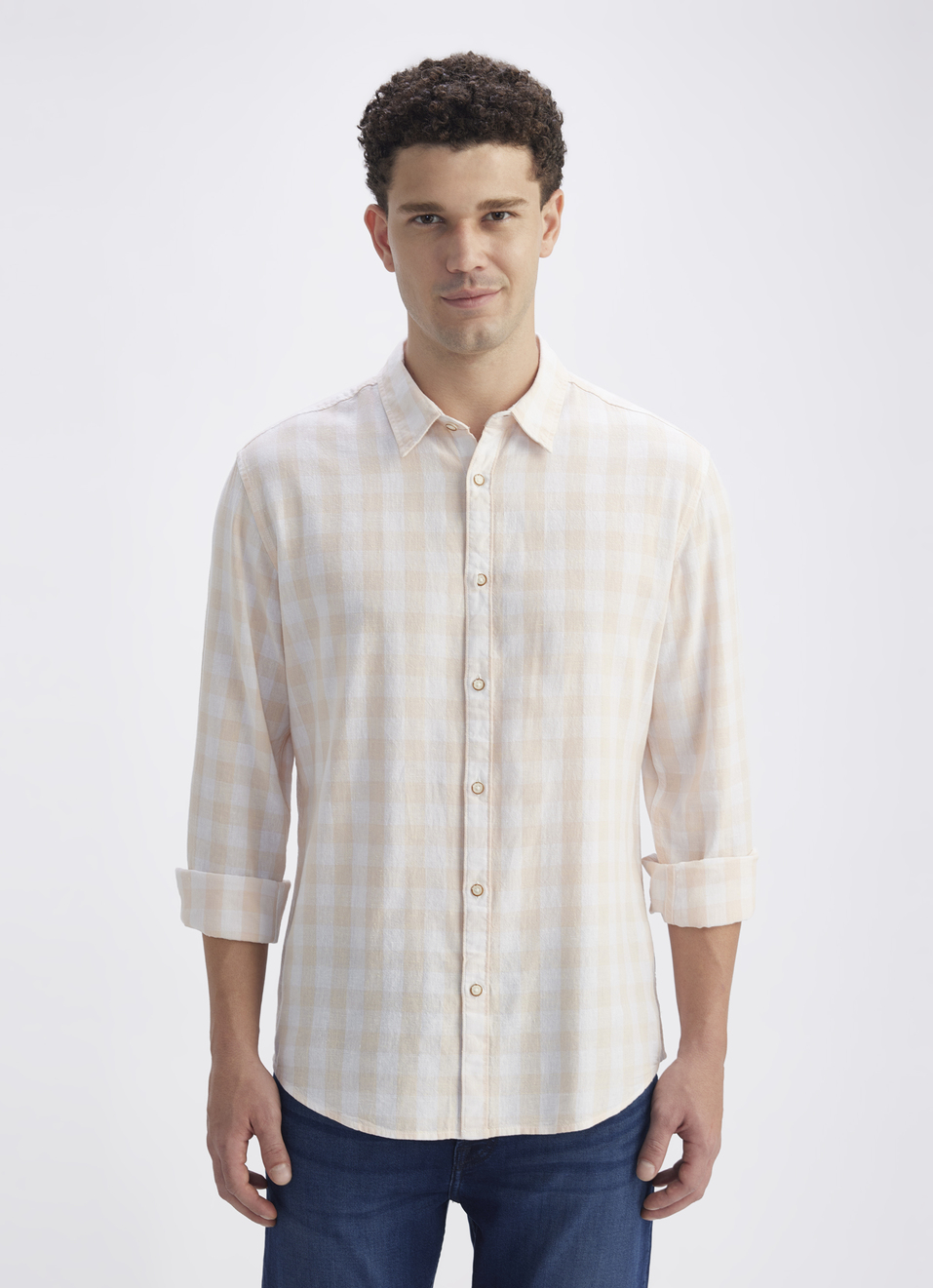 Men Pink Check Full Sleeve Shirt, , large image number 1