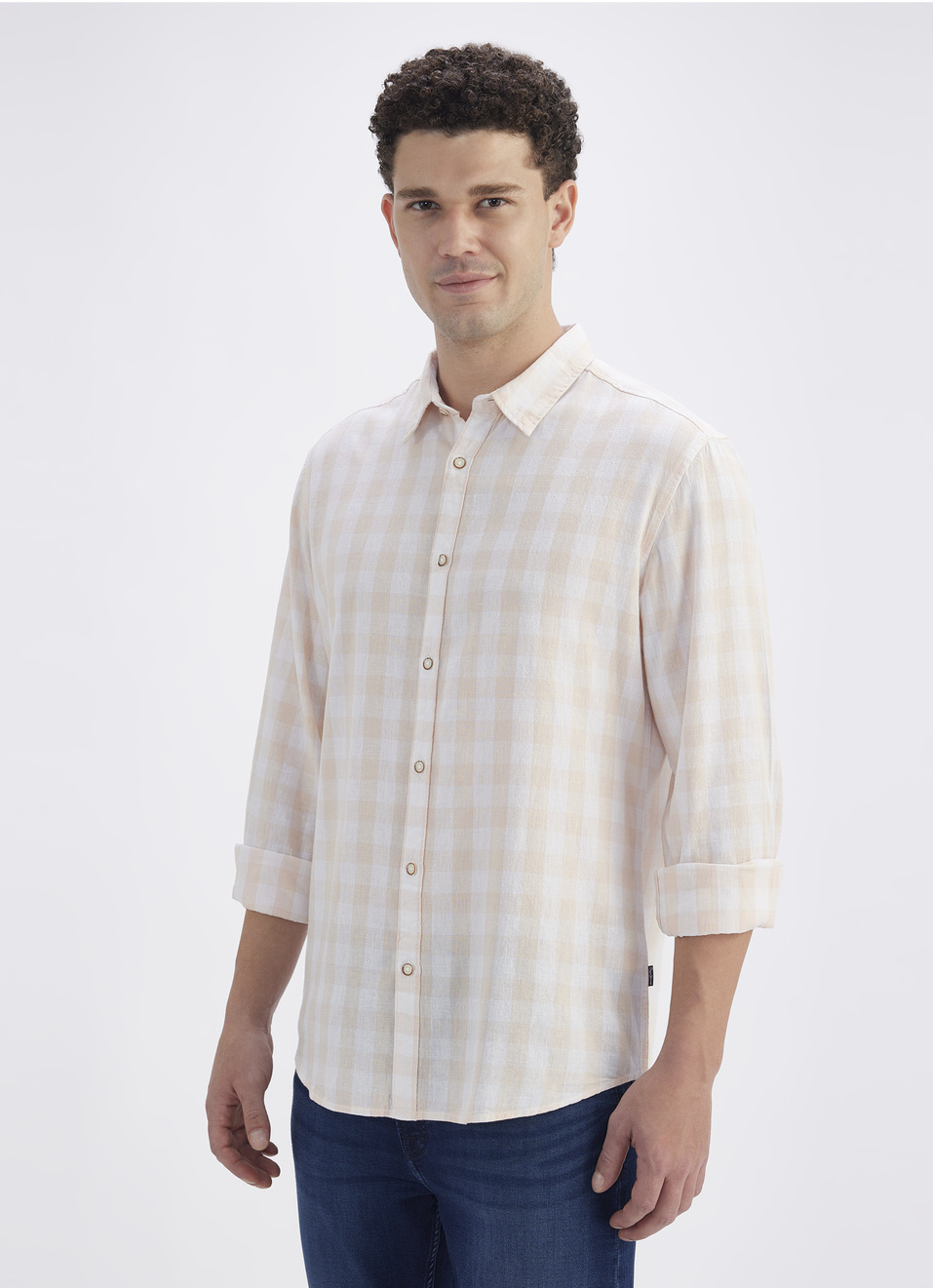 Men Pink Check Full Sleeve Shirt, , large image number 3