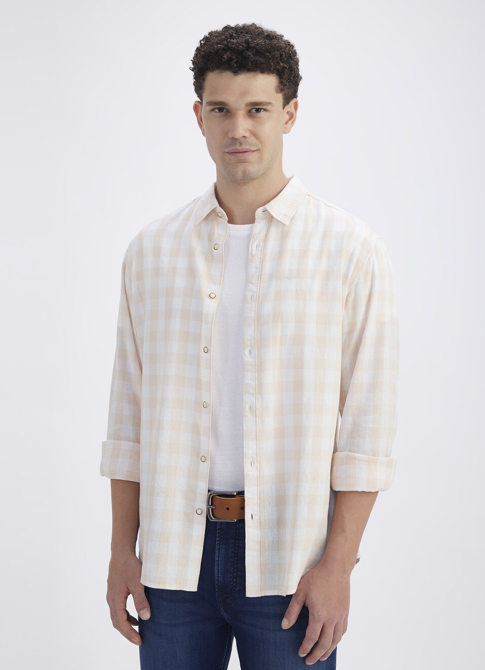 Men Pink Check Full Sleeve Shirt, , large image number 0