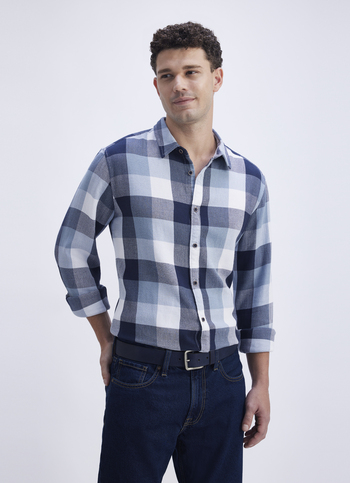 Men Blue Check Full Sleeve Shirt