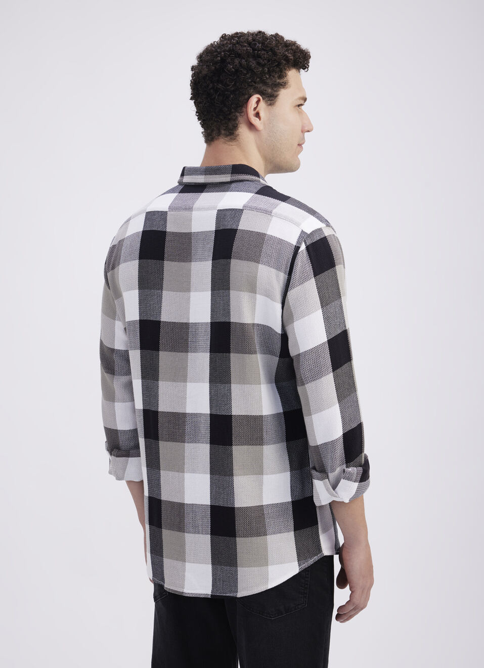 Men Black Check Full Sleeve Shirt, , large image number 2
