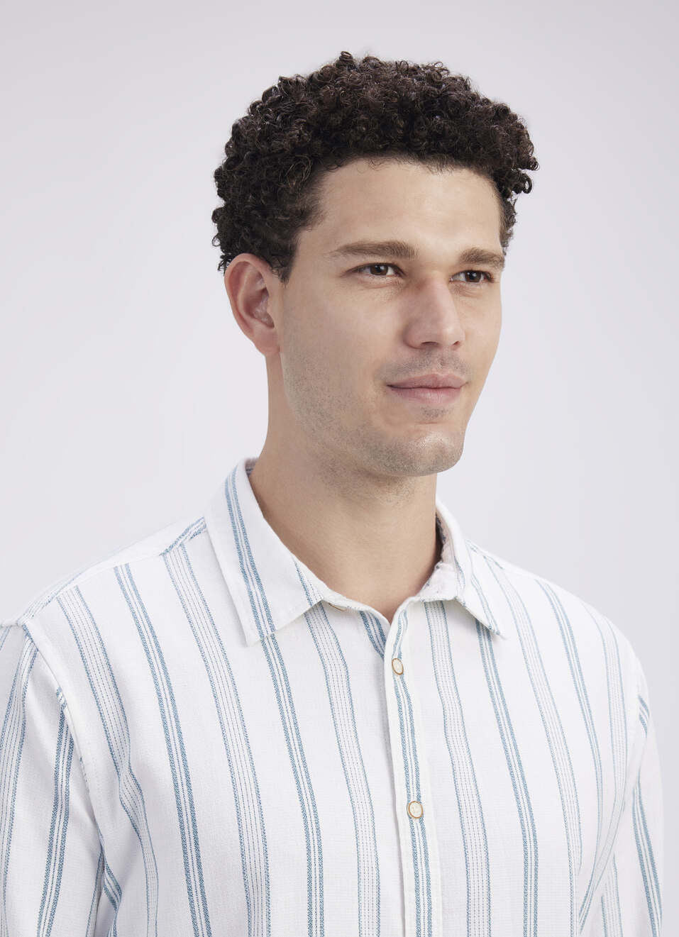 Men Green Stripe Full Sleeve Shirt, , large image number 3